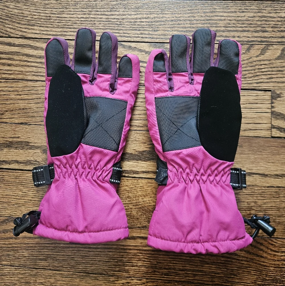 all in motion Girls Pink Insulated Ski Mittens with Adjustable Strap